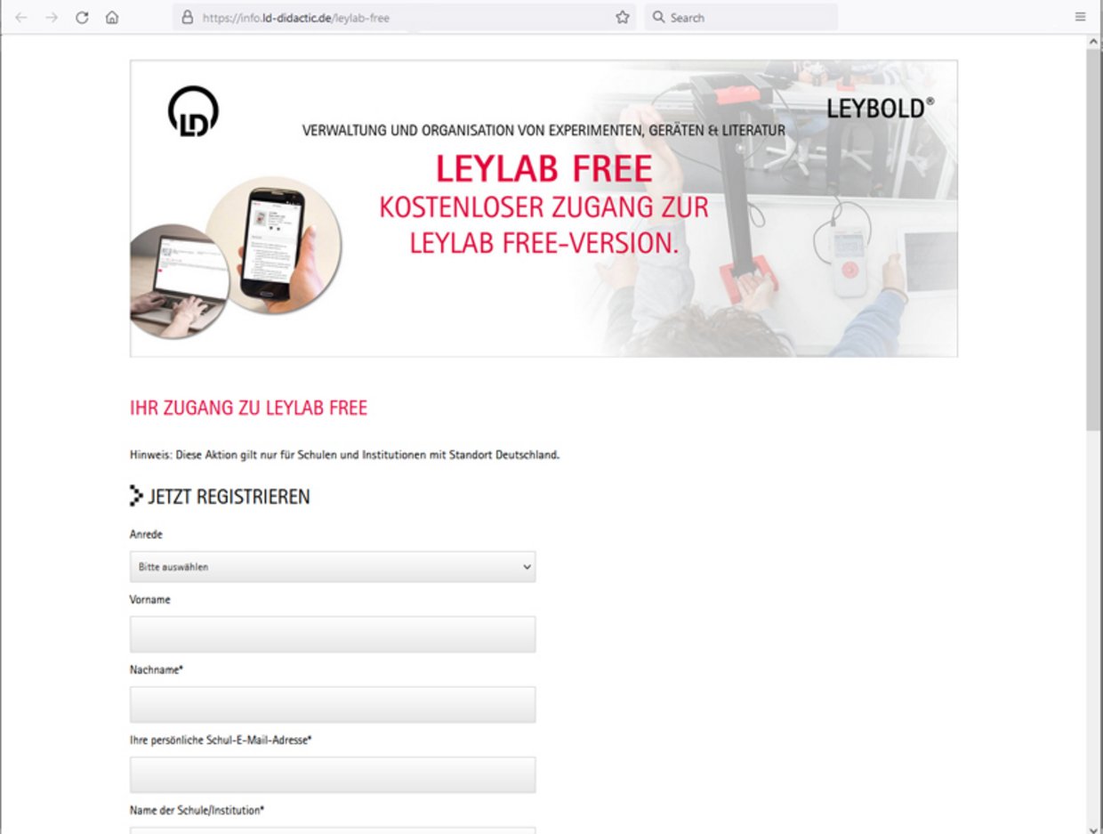 LeyLab Free Registrierung der LD DIDACTIC