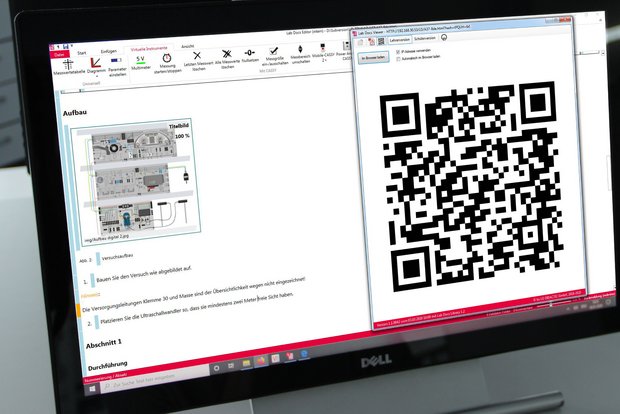 Mit dem Lab Docs Editor können digitale Versuchsanleitung einfach und schnell angepasst werden. Darstellung auf einem Computerbildschirm.