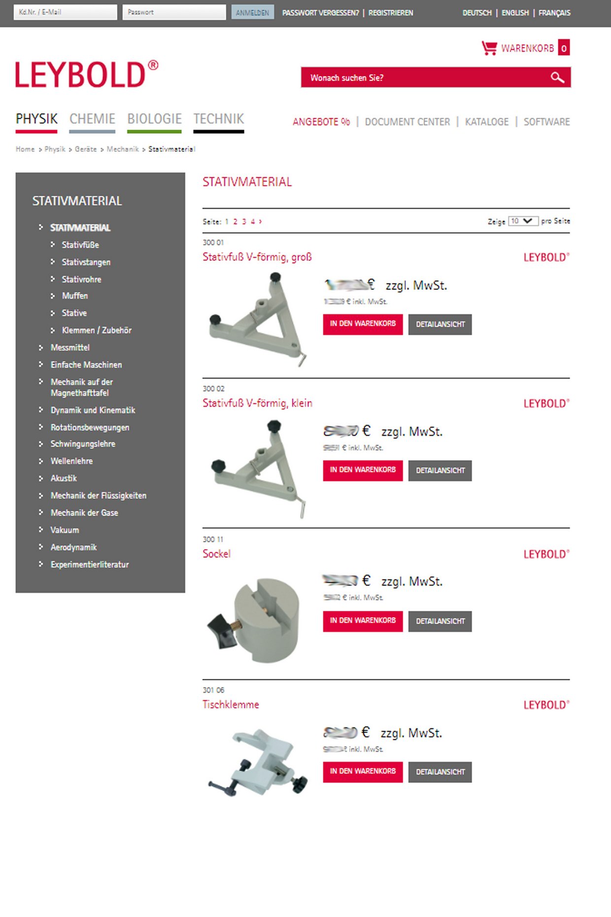 In unserem Webshop erhalten Sie jederzeit Ersatz- und Ergänzungsteile für Ihre LEYBOLD-Ausstattung, auch über Jahre hinweg. www.leybold-shop.de